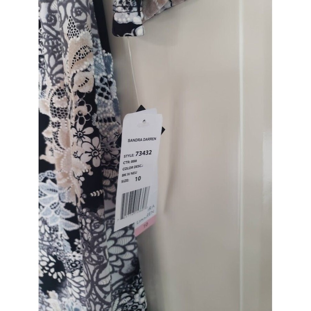 Sandra Darren 3/4 Sleeve ITY Puff Shift Dress Flounce Skirt - Womens size 10 NEW - Picture 4 of 6